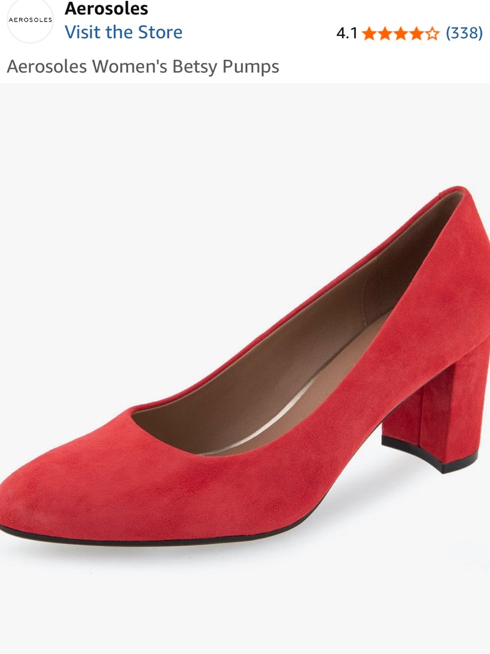AEROSOLES Red Suede Block Heel Pumps size 8